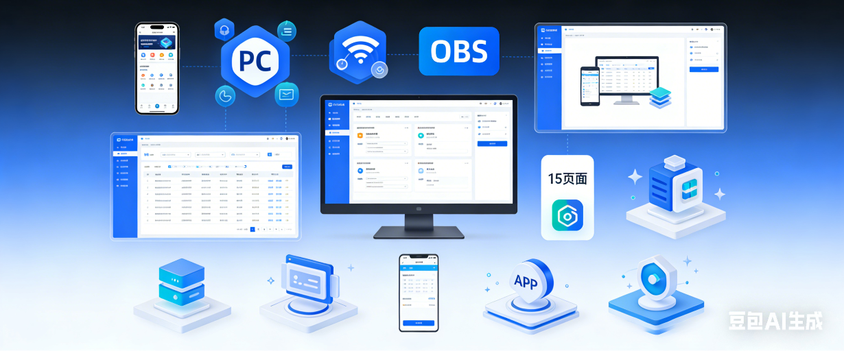 系统集手机直播、PC管理、OBS专业直播、H5观众端及小程序端于一体，打造全方位直播体验。